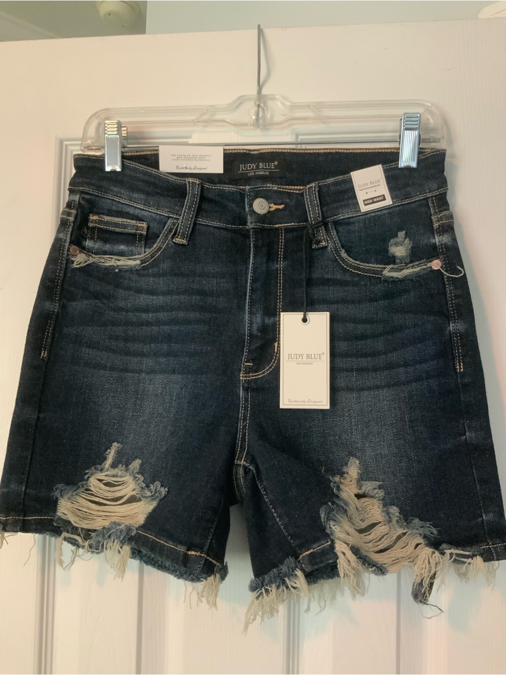 Judy Blue Dark Indigo Distressed Denim Shorts